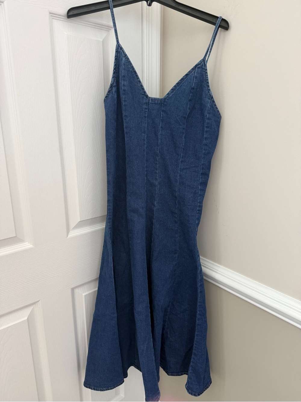 Classic Dark Blue Denim Midi Slip Dress